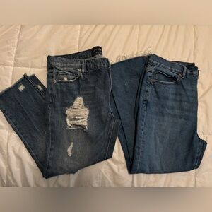 Two Pair Express Cropped Distressed Denim